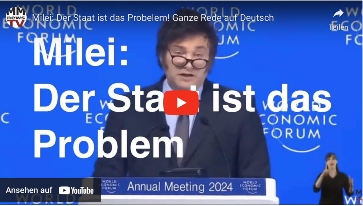 Milei: Der Staat ist das Probelem! Ganze Rede auf Deutsch!