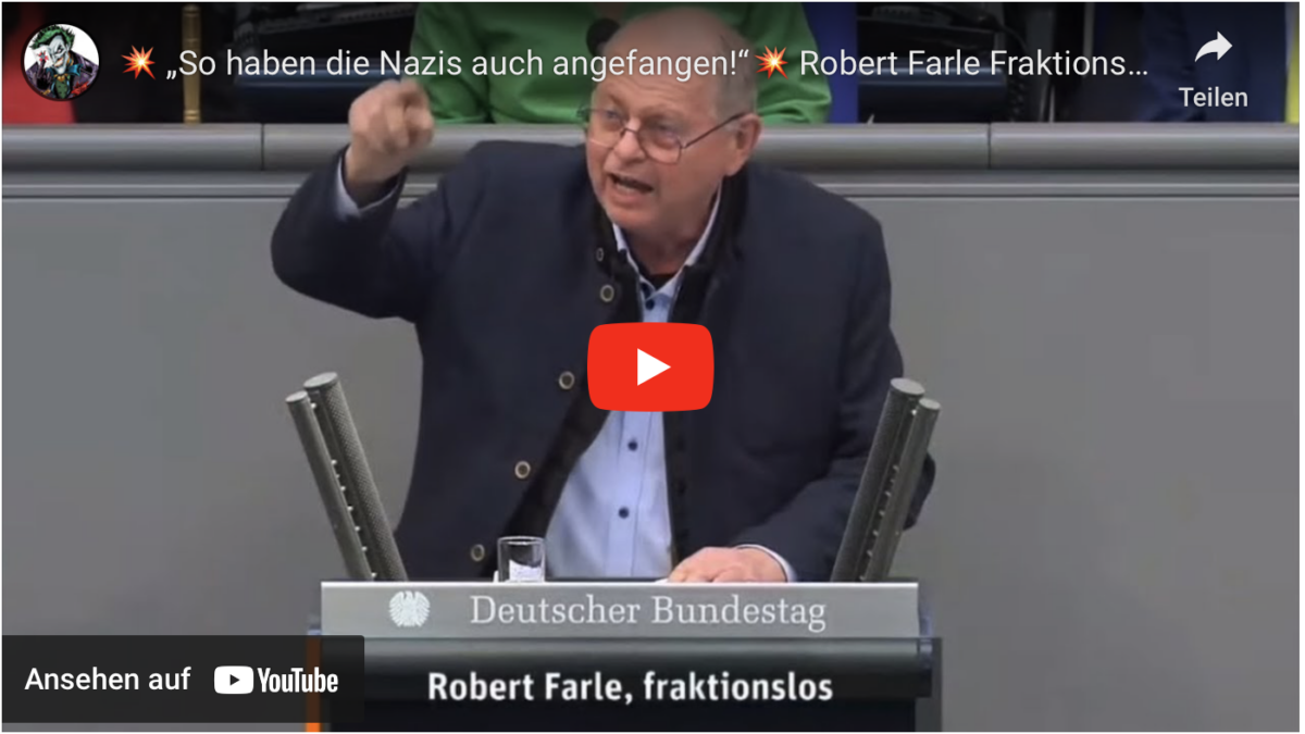 „So haben die Nazis auch angefangen!“ Robert Farle Fraktionslos!
