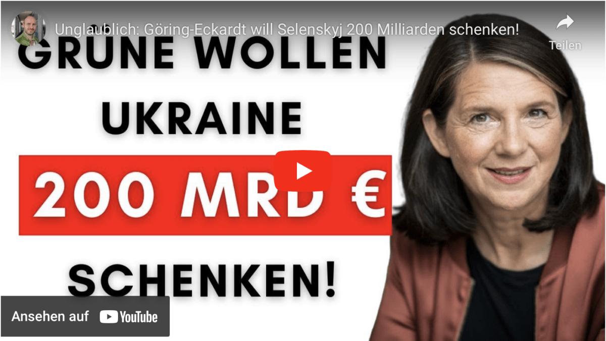 Unglaublich: Göring-Eckardt will Selenskyj 200 Milliarden schenken!