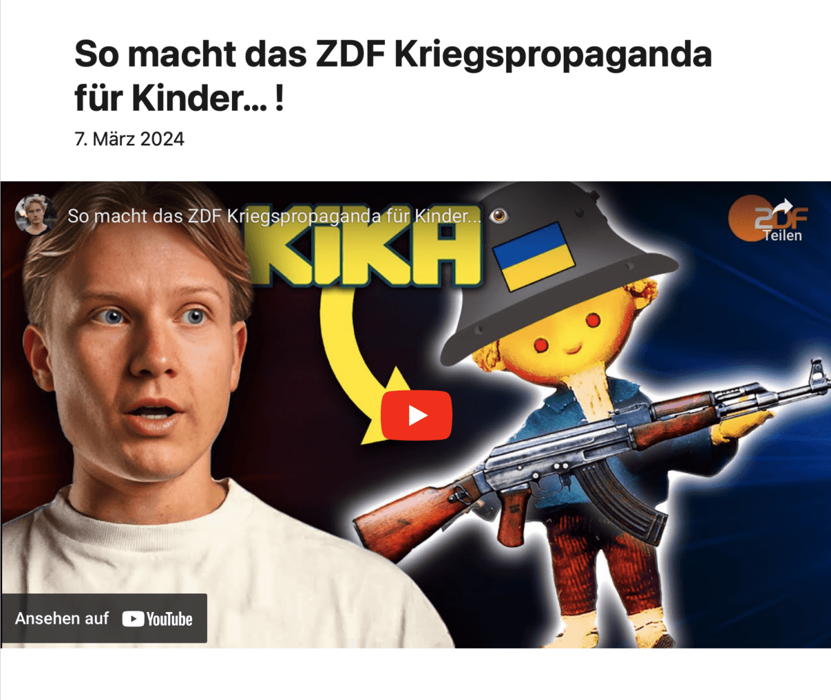 So macht das ZDF Kriegspropaganda für Kinder… !