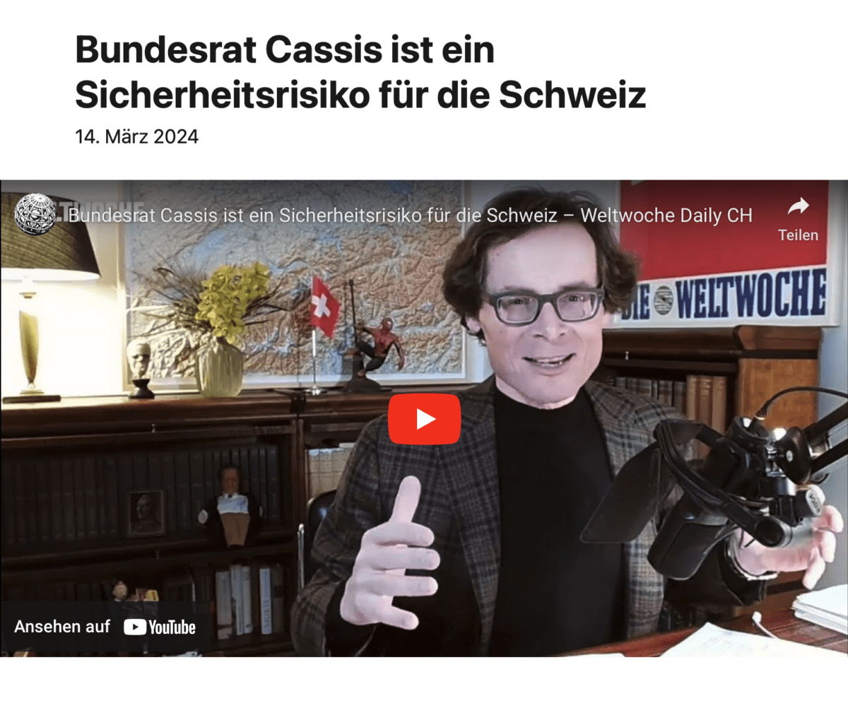 Bundesrat Cassis ist ein Sicherheitsrisiko für die Schweiz