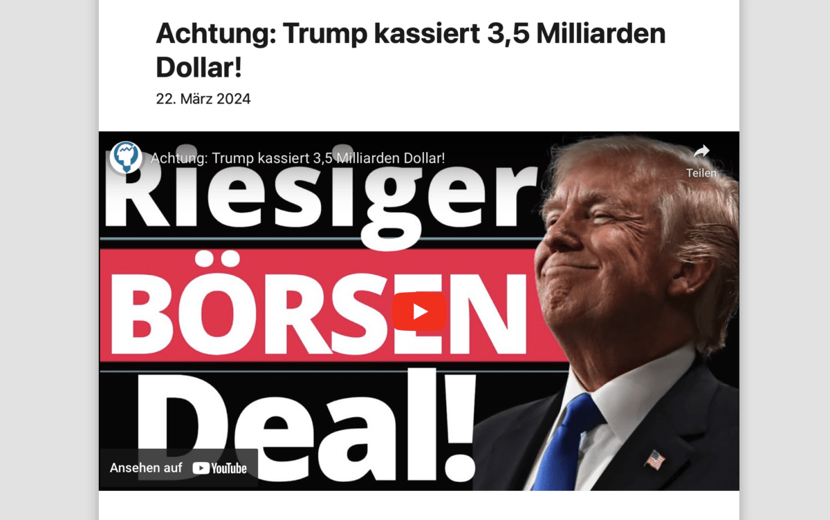Achtung: Trump kassiert 3,5 Milliarden Dollar!