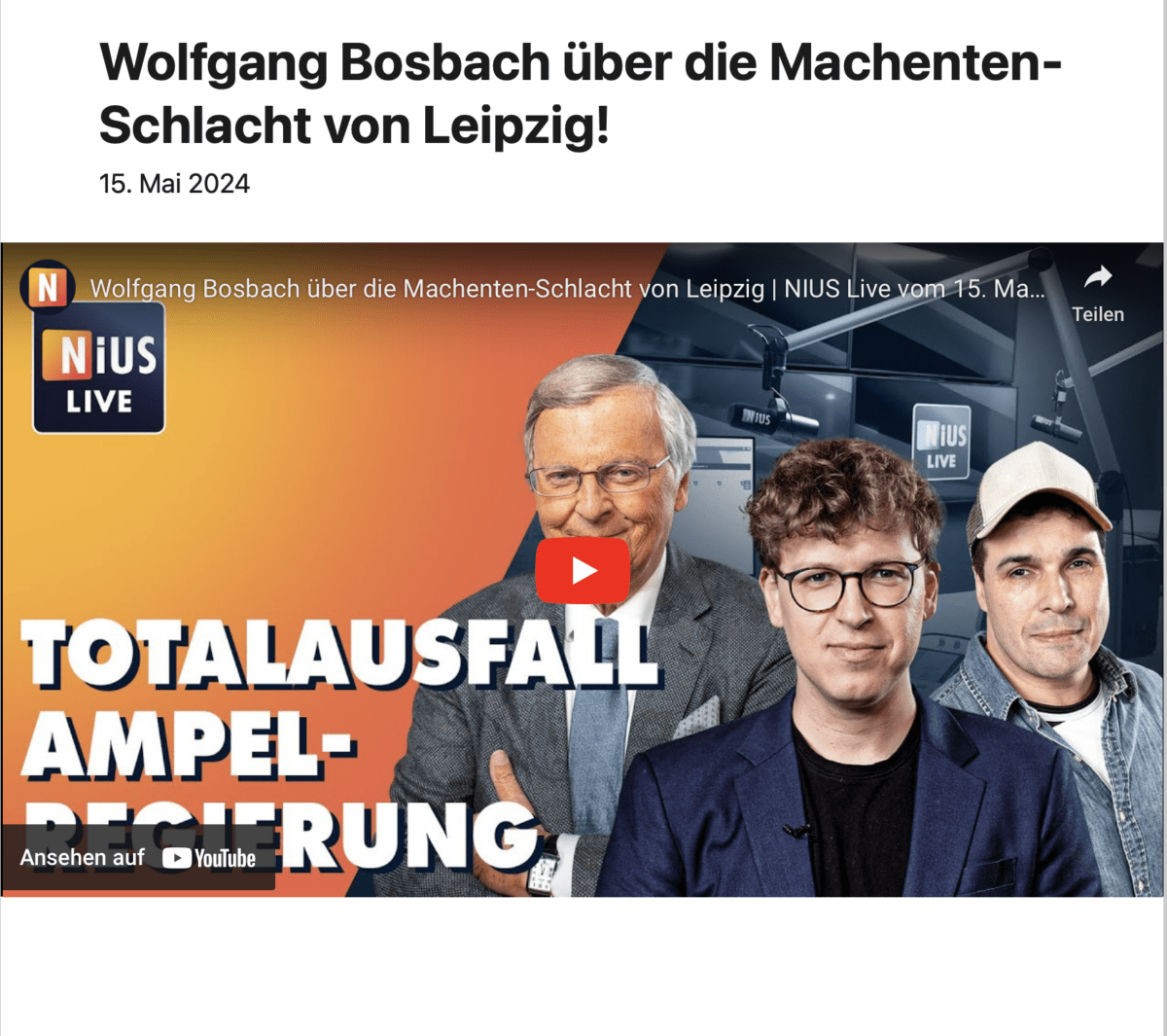 Wolfgang Bosbach über die Machenten-Schlacht von Leipzig!