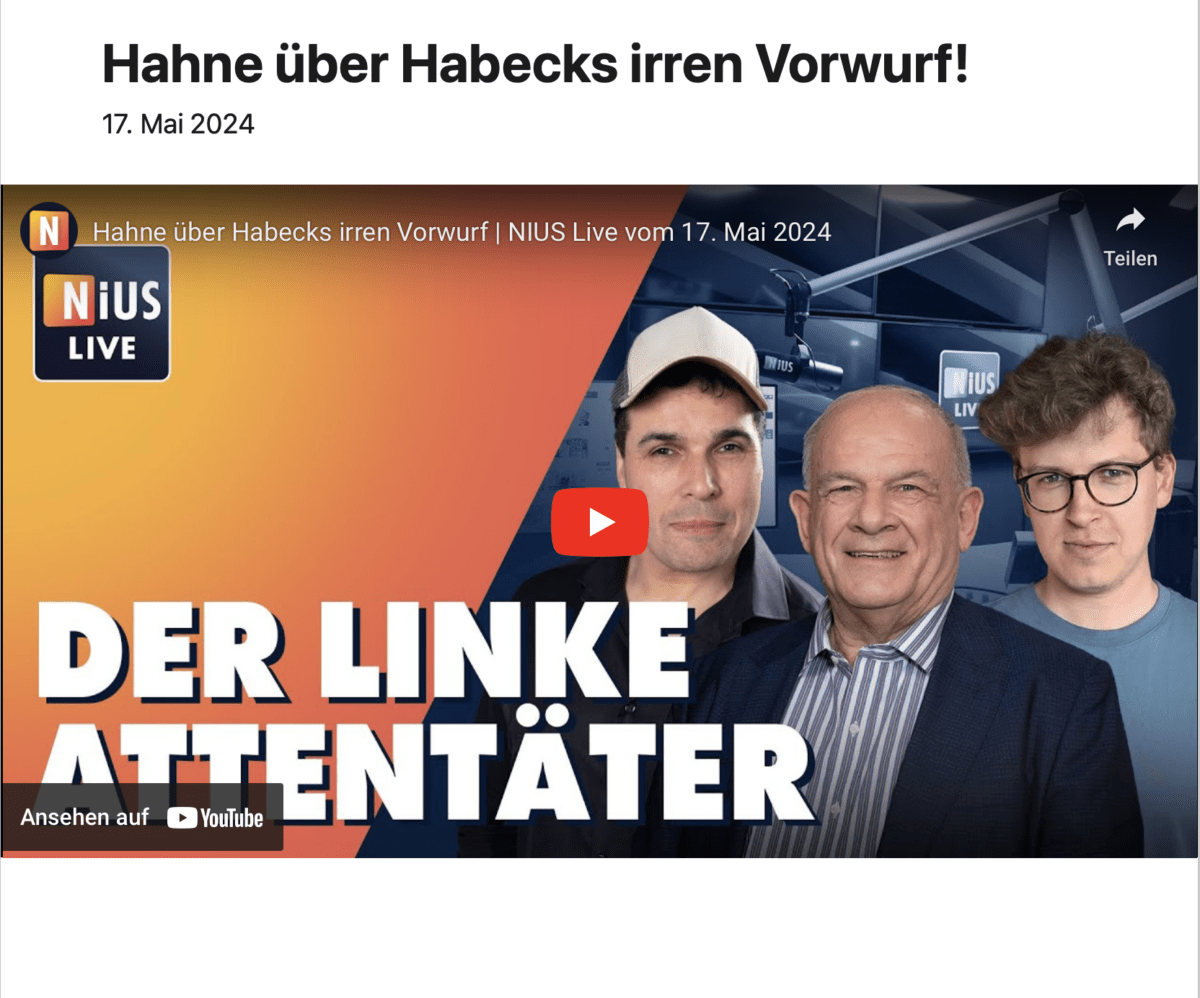 Hahne über Habecks irren Vorwurf!