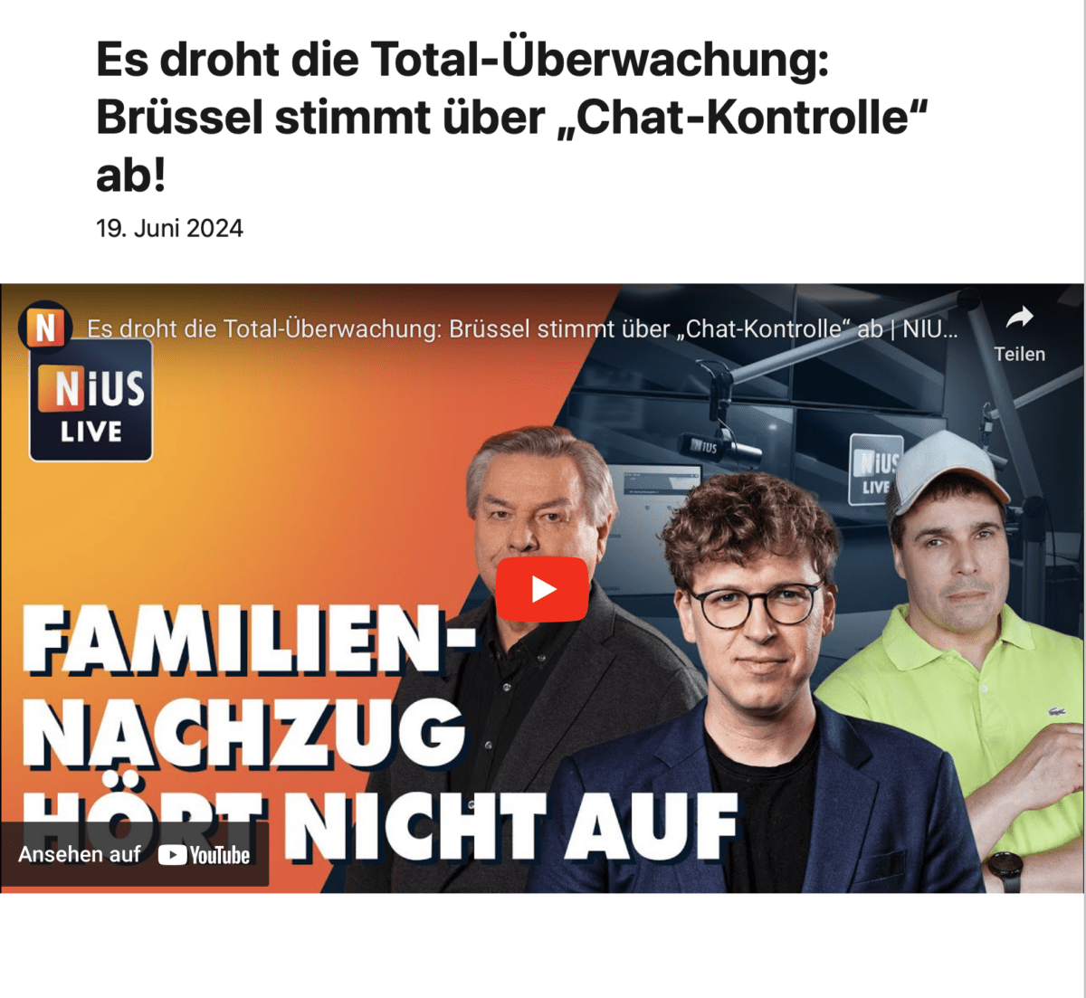 Es droht die Total-Überwachung: Brüssel stimmt über „Chat-Kontrolle“ ab!