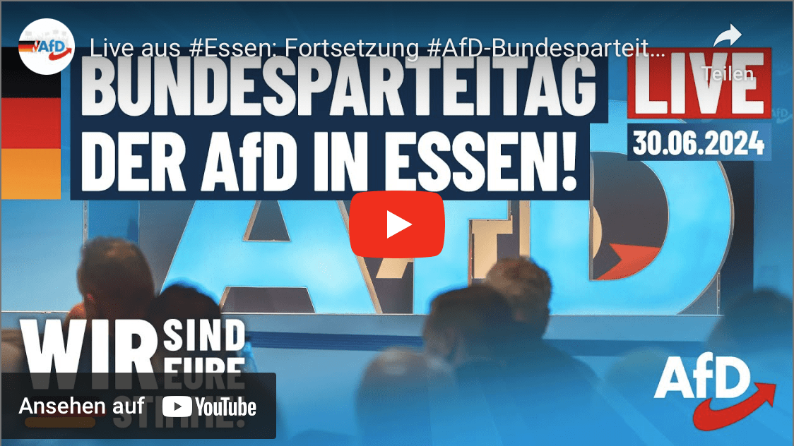 Live aus #Essen: Fortsetzung #AfD-Bundesparteitag mit Neuwahlen Bundesvorstand!