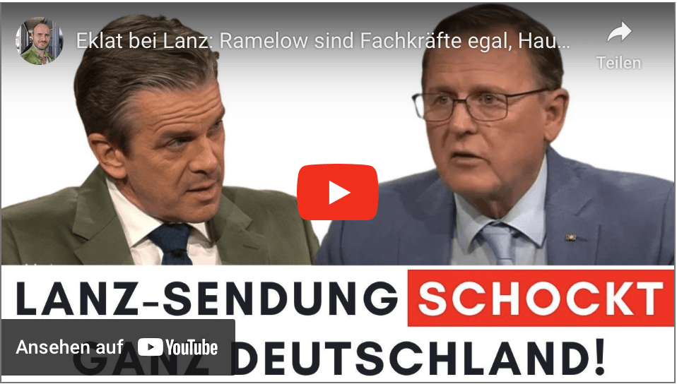 Eklat bei Lanz: Ramelow sind Fachkräfte egal, Hauptsache mehr Menschen!