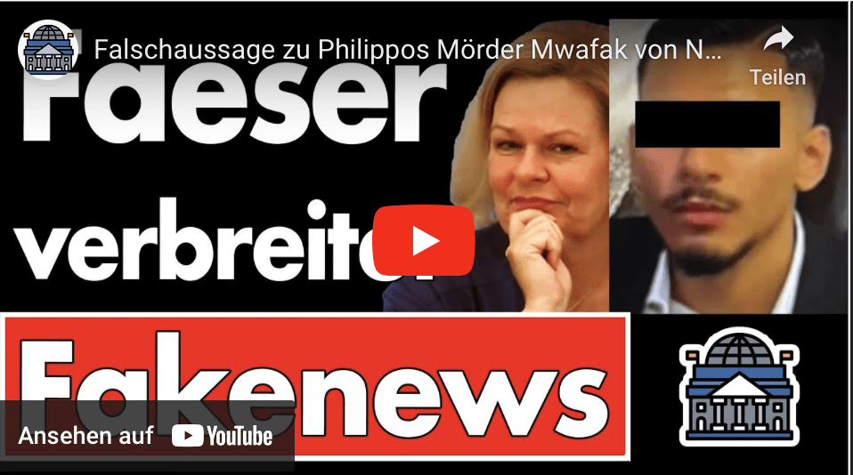 Falschaussage zu Philippos Mörder Mwafak von Nancy Faeser wird nicht korrigiert! Bad Oeynhausen