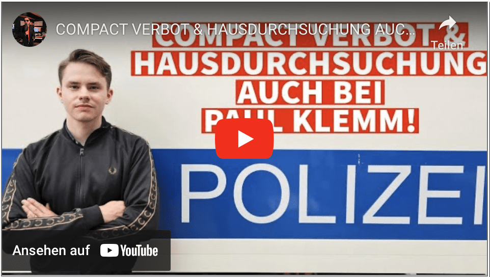 COMPACT VERBOT & HAUSDURCHSUCHUNG AUCH BEI PAUL KLEMM!