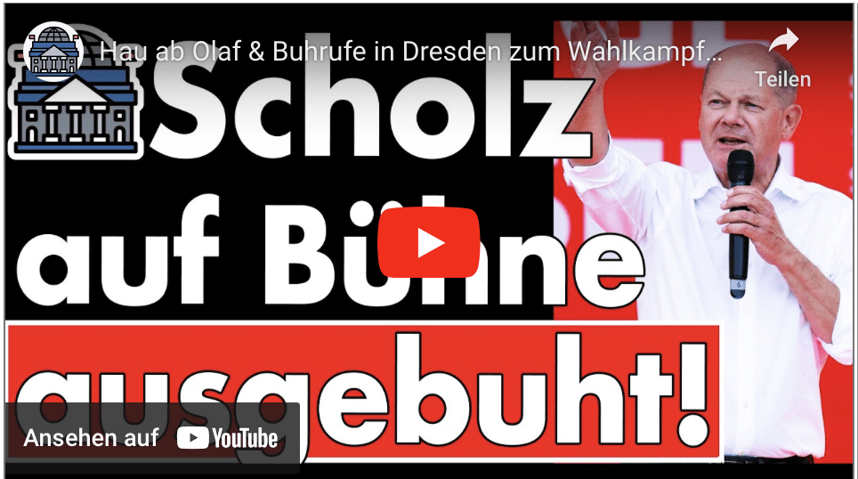 Hau ab Olaf & Buhrufe in Dresden zum Wahlkampfauftakt für die SPD in Sachsen! Schickt sie unter 5%!