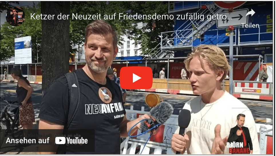 Ketzer der Neuzeit auf Friedensdemo zufällig getroffen!