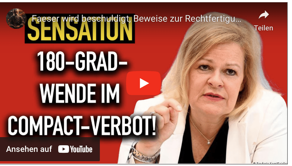 Faeser wird beschuldigt, Beweise zur Rechtfertigung des Paktverbots erfunden zu haben!