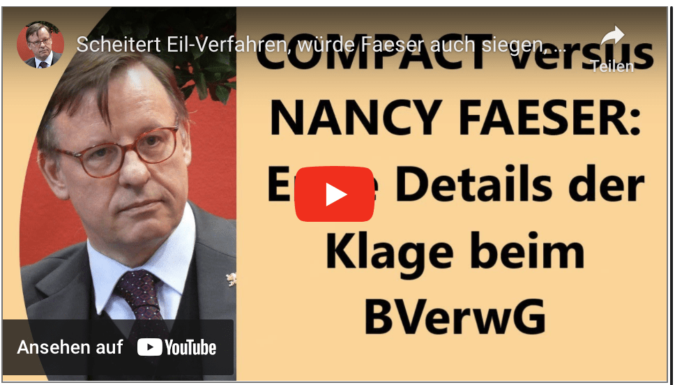 Scheitert Eil-Verfahren, würde Faeser auch siegen, wenn später Verbot aufgehoben wird