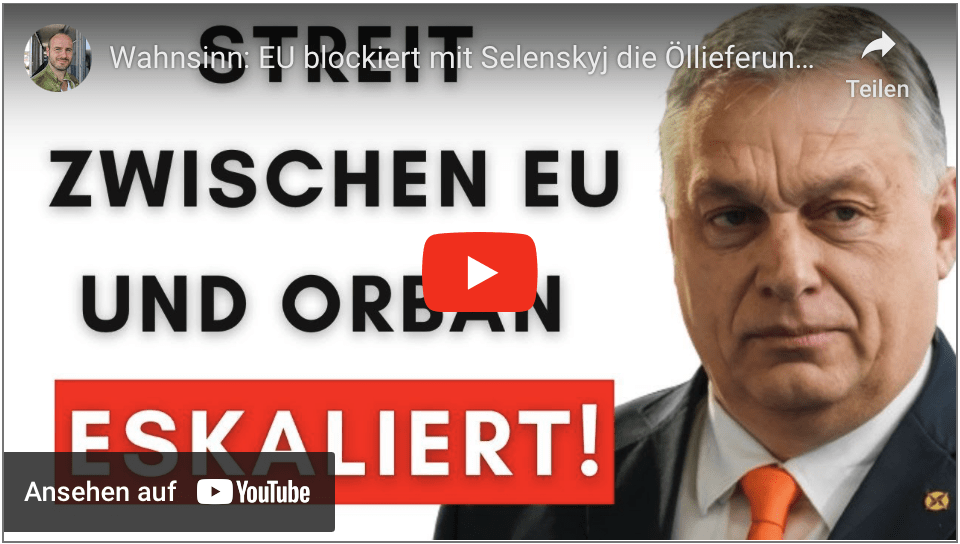 Wahnsinn: EU blockiert mit Selenskyj die Öllieferungen für Ungarn!