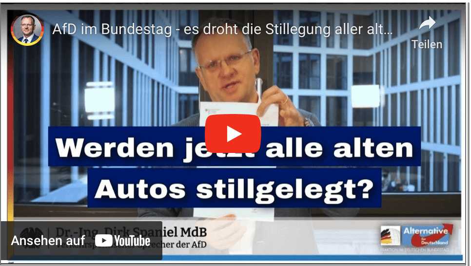 AfD im Bundestag – es droht die Stillegung aller alten Autos durch die EU!