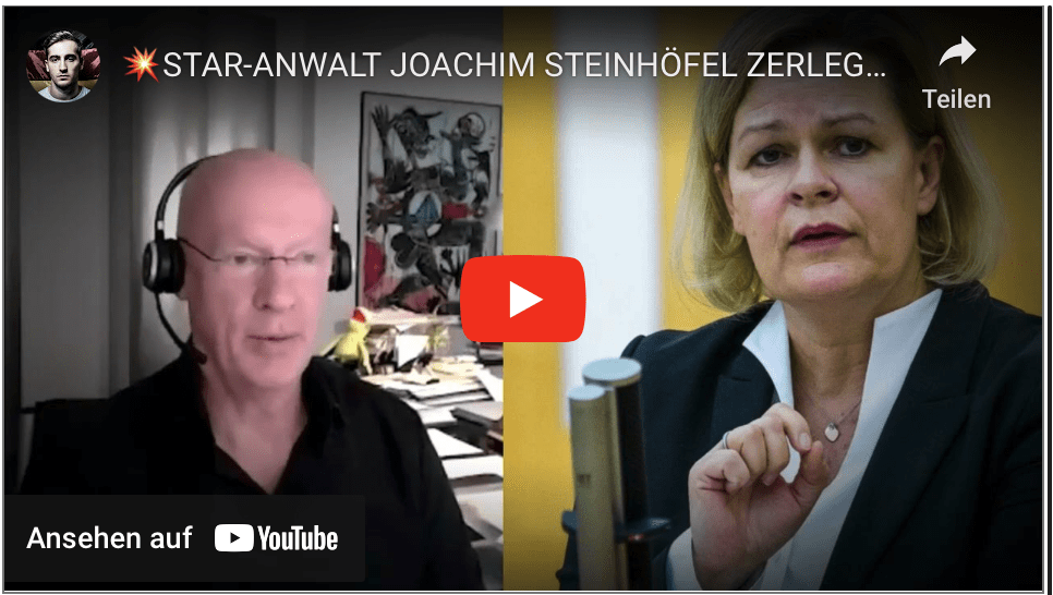 STAR-ANWALT JOACHIM STEINHÖFEL ZERLEGT NANCY FAESER!!!!