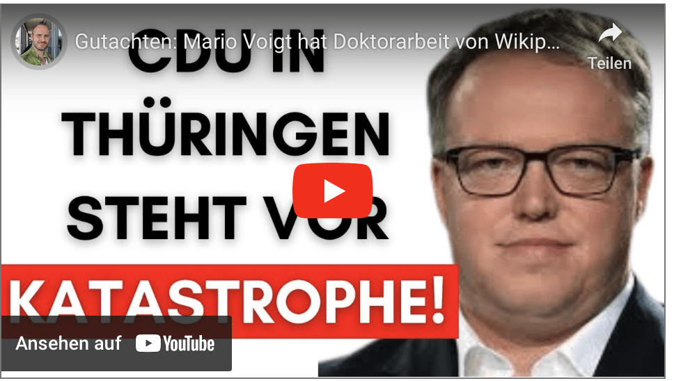 Gutachten: Mario Voigt hat Doktorarbeit von Wikipedia abgeschrieben!