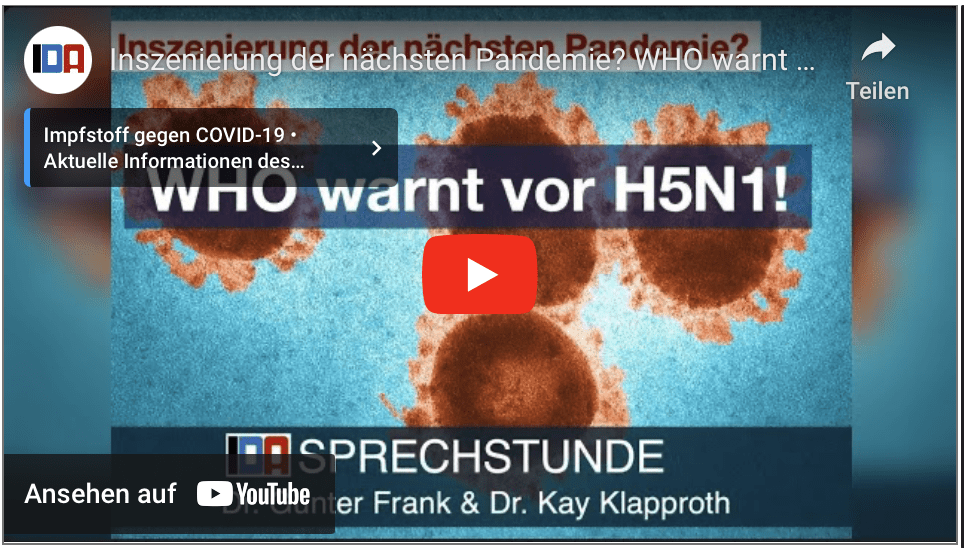 Inszenierung der nächsten Pandemie? WHO warnt vor H5N1-IDA-SPRECHSTUNDE:Gunter Frank & Kay Klapproth! #Vogelgrippe