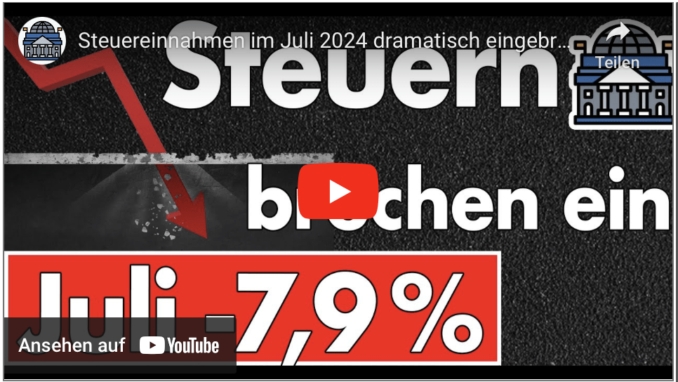 Steuereinnahmen im Juli 2024 dramatisch eingebrochen – Umsatzsteuer besonders betroffen
