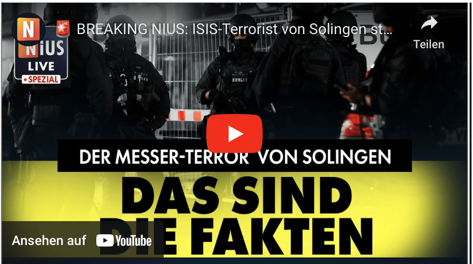 BREAKING NIUS: ISIS-Terrorist von Solingen stellt sich mit blutiger Kleidung | NIUS Live Spezial