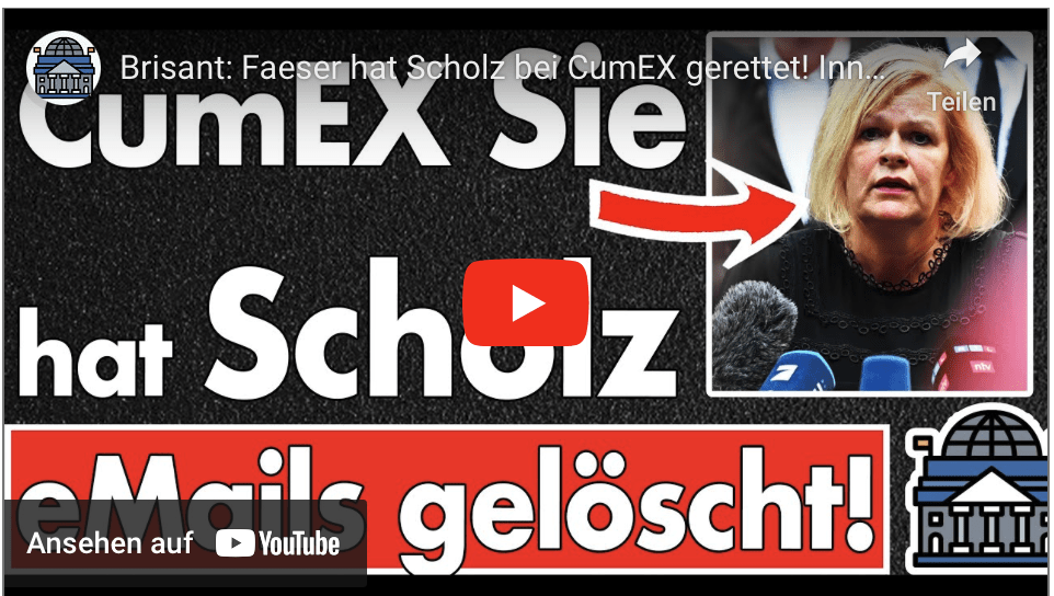 Brisant: Faeser hat Scholz bei CumEX gerettet! Innenministerium hat gelöscht, blockiert und gelogen!