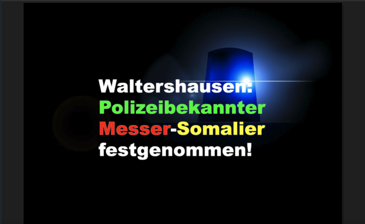 Waltershausen: Polizeibekannter Messer-Somalier festgenommen!