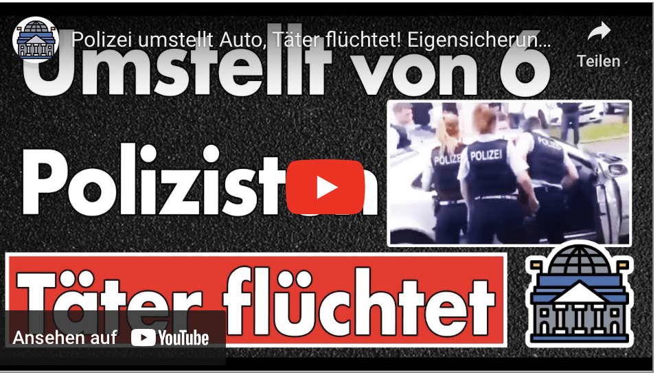 Polizei umstellt Auto, Täter flüchtet! Eigensicherung? Niemand zieht die Dienstwaffe! Lebensgefahr!