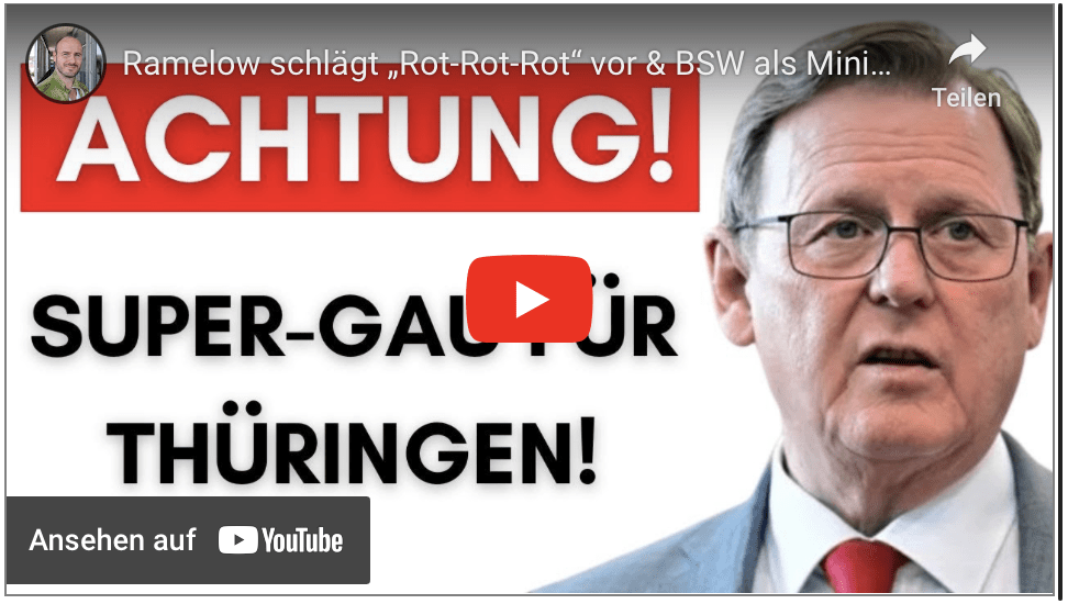 Ramelow schlägt „Rot-Rot-Rot“ vor & BSW als Ministerpräsidentin!