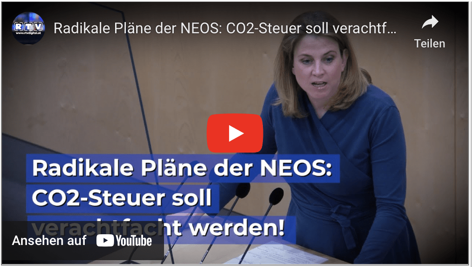 Radikale Pläne der NEOS: CO2-Steuer soll verachtfacht werden!