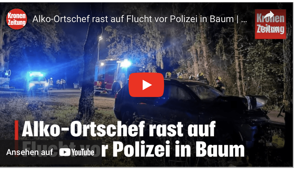 Alko-Ortschef rast auf Flucht vor Polizei in Baum | krone.tv NEWS