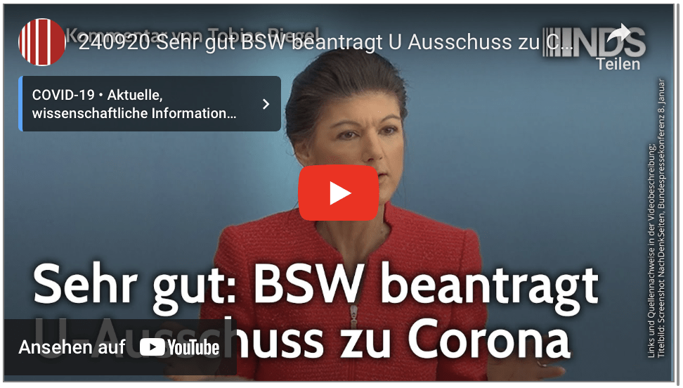 240920 Sehr gut BSW beantragt U Ausschuss zu Corona NDS!
