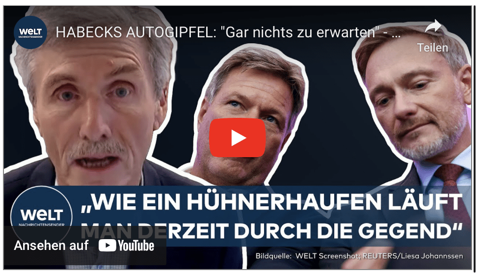 HABECKS AUTOGIPFEL: „Gar nichts zu erwarten“ – Scharfe Kritik an der Wirtschaftspolitik der Ampel!