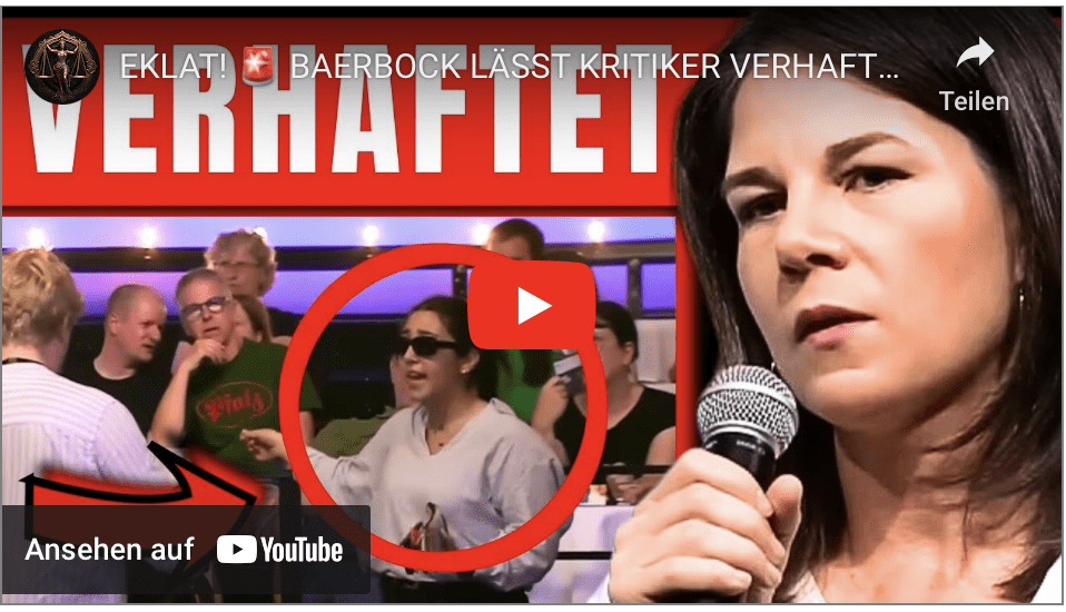 EKLAT!  BAERBOCK LÄSST KRITIKER VERHAFTEN!  ALS DIE BÜRGERIN DAS SAGT, WIRD SIE EINFACH ABGEFÜHRT!