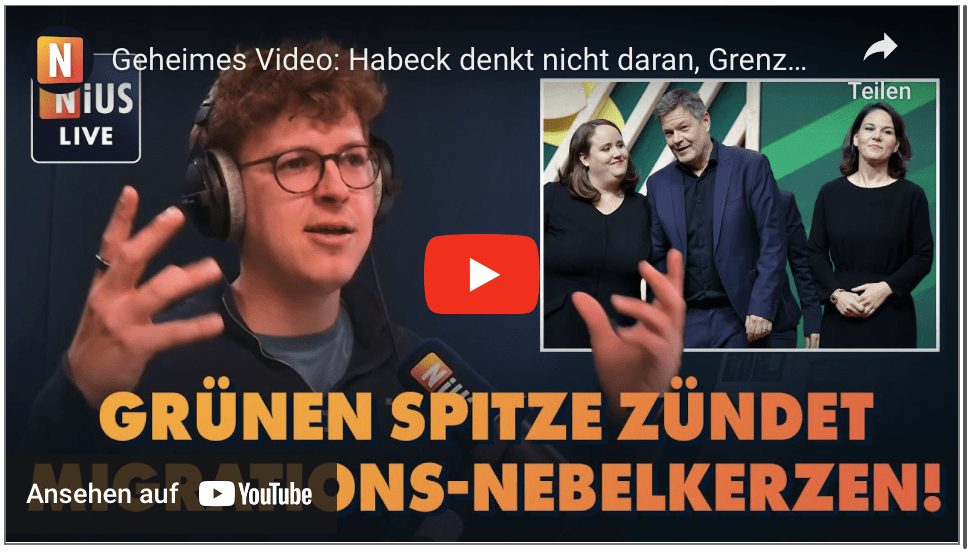 Geheimes Video: Habeck denkt nicht daran, Grenzen zu sichern | NIUS Live vom 01. Oktober 2024
