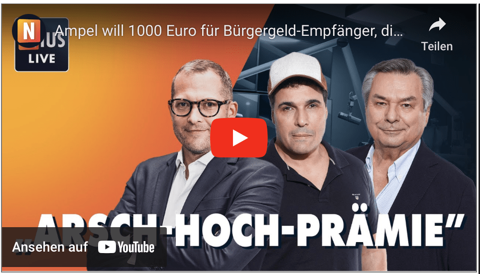 Ampel will 1000 Euro für Bürgergeld-Empfänger, die ein Jahr arbeiten | NIUS Live am 7. Oktober 2024