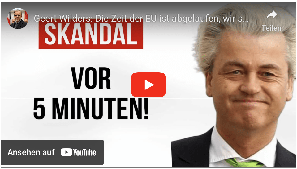 Geert Wilders: Die Zeit der EU ist abgelaufen, wir sollten uns auf den Zusammenbruch einstellen!