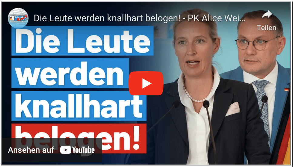 Die Leute werden knallhart belogen! – PK Alice Weidel und Tino Chrupalla – AfD-Fraktion im Bundestag