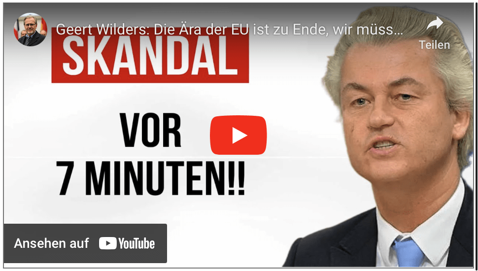 Geert Wilders: Die Ära der EU ist zu Ende, wir müssen auf einen möglichen Zusammenbruch eingestellt