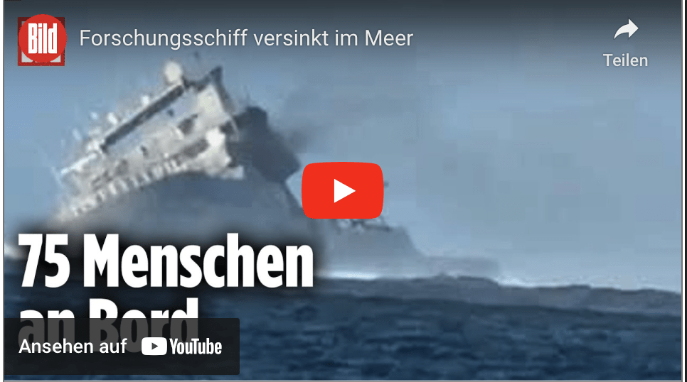 Forschungsschiff versinkt im Meer