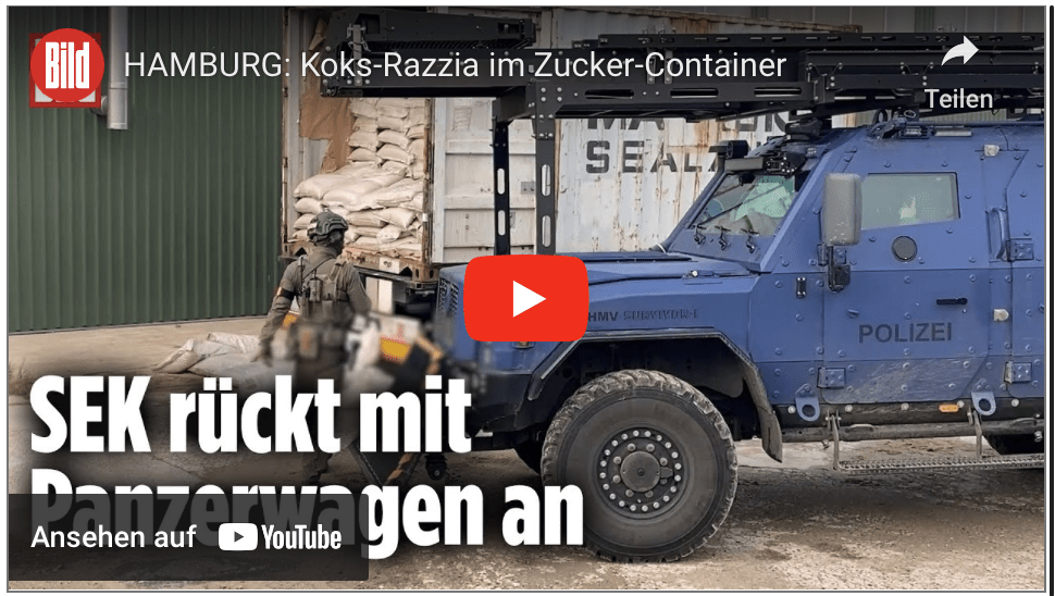 HAMBURG: Koks-Razzia im Zucker-Container!