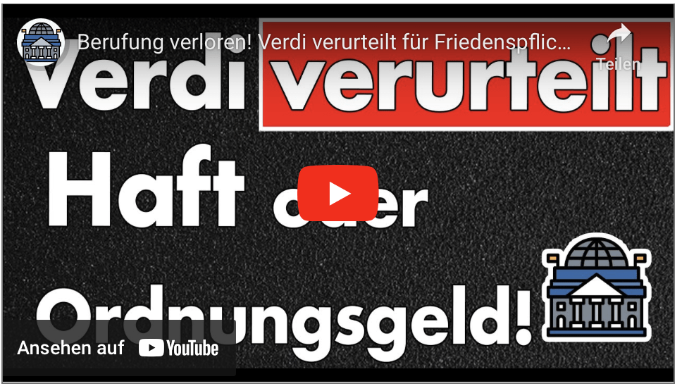 Berufung verloren! Verdi verurteilt für Friedenspflichtverletzung! Kein Kita-Streik!