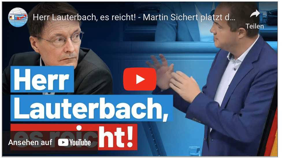 Herr Lauterbach, es reicht! – Martin Sichert platzt der Kragen – AfD-Fraktion im Bundestag