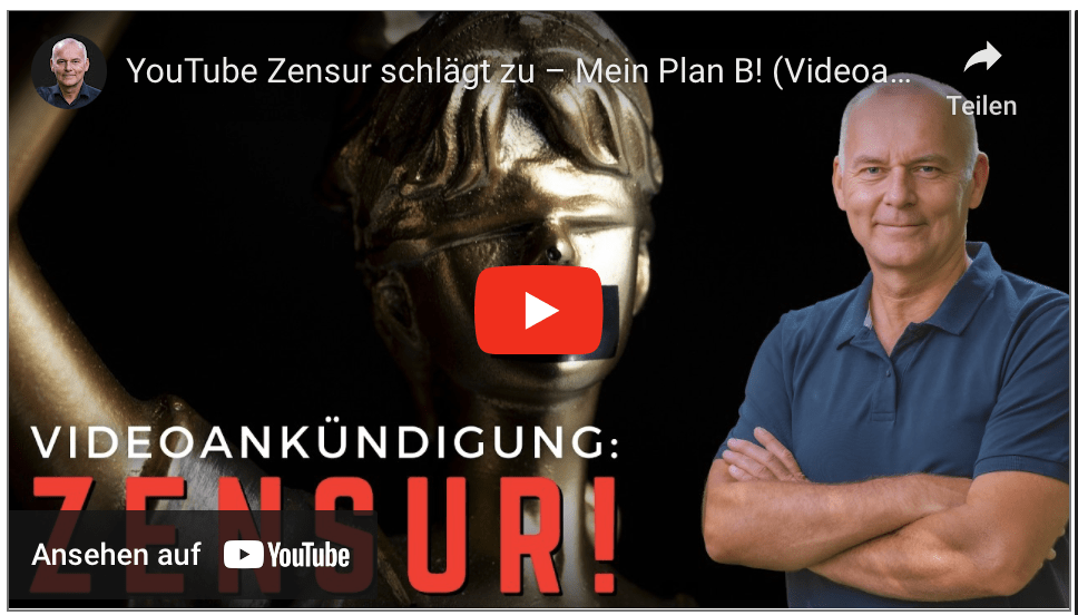 YouTube Zensur schlägt zu – Mein Plan B! (Videoankündigung!)