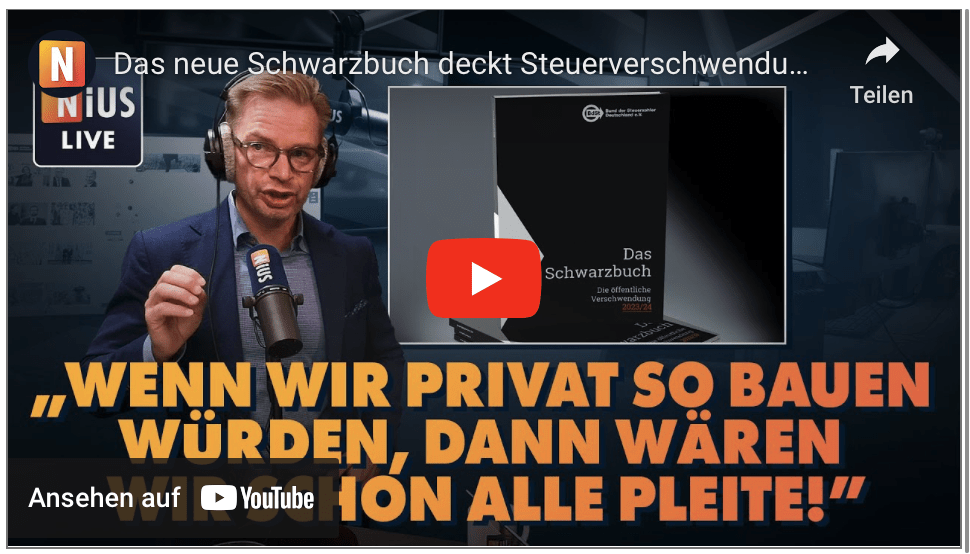 Das neue Schwarzbuch deckt Steuerverschwendung im großen Stil auf | NIUS Live vom 11. Oktober 2024