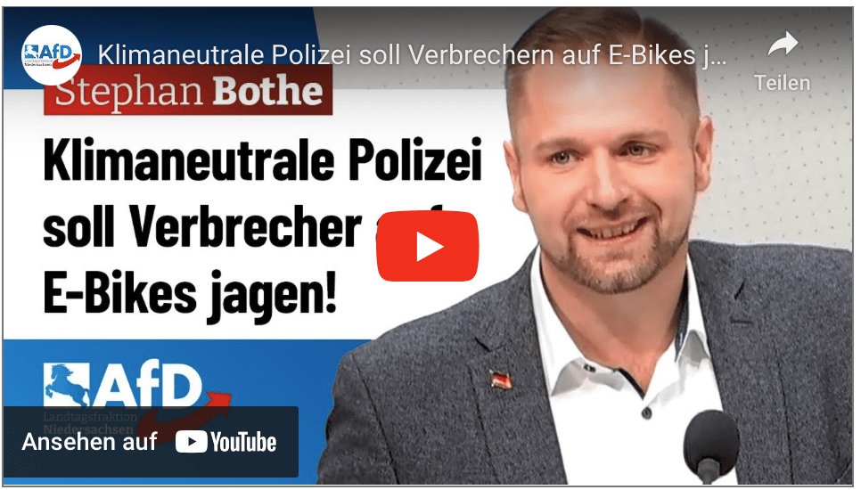Klimaneutrale Polizei soll Verbrechern auf E-Bikes jagen! – Stephan Bothe (AfD)