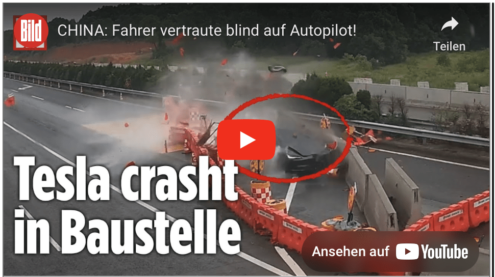 CHINA: Fahrer vertraute blind auf Autopilot!