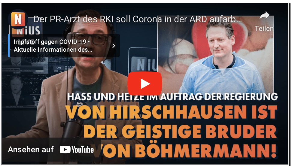 Der PR-Arzt des RKI soll Corona in der ARD aufarbeiten | NIUS Live vom 15. Oktober 2024