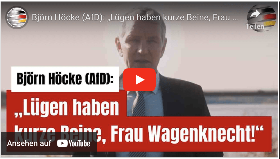 Björn Höcke (AfD): „Lügen haben kurze Beine, Frau Wagenknecht!“