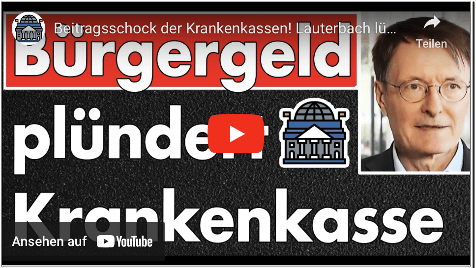 Beitragsschock der Krankenkassen! Lauterbach lügt sich alles schön. Bürgergeld plündert Krankenkasse