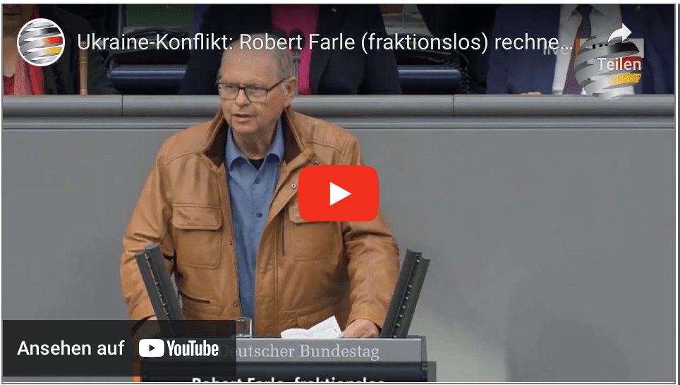 Ukraine-Konflikt: Robert Farle (fraktionslos) rechnet mit Kriegstreibern ab!